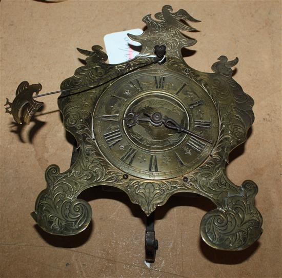 German brass clock & key